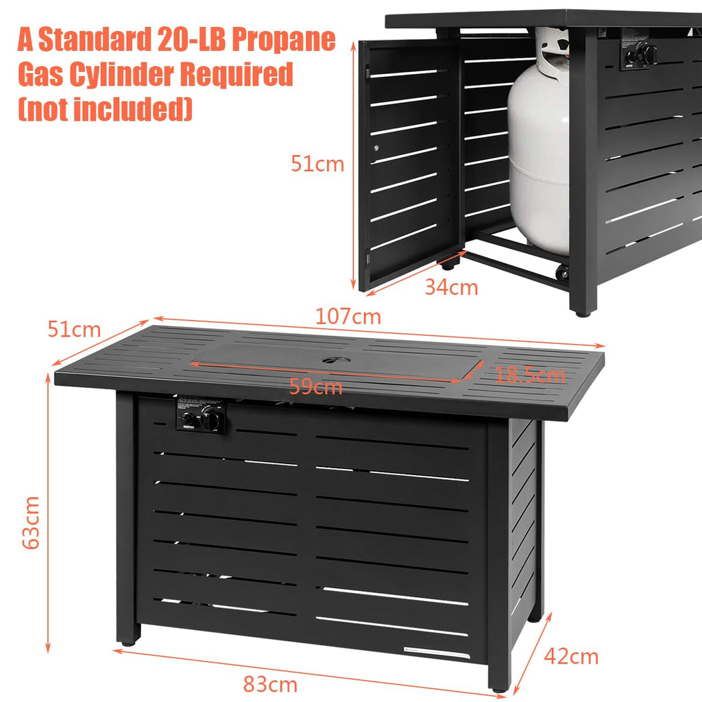 60, 000 BTU Rectangular Propane Fire Pit Table