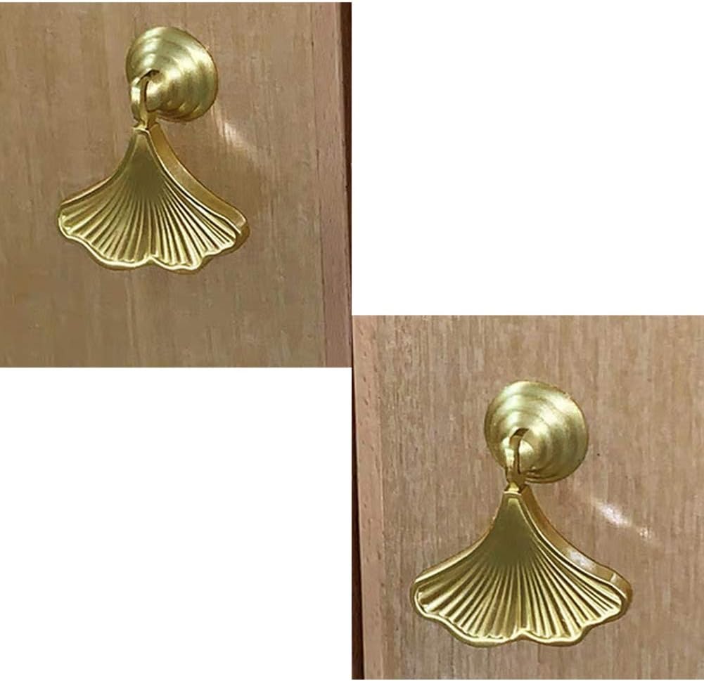 Furniture Knob Handles Golden Drop Pendant Pull Handle Fashion Ginkgo Leaf Shape Dresser Knobs Door Drawer 2 pcs