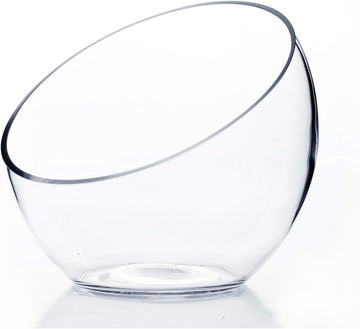 Clear Slant Cut Bowl Glass Vase, Glass Terrarium, Candy Dish, Glassware, Slant Cut, 7" Width, 6" Height (1 Piece)
