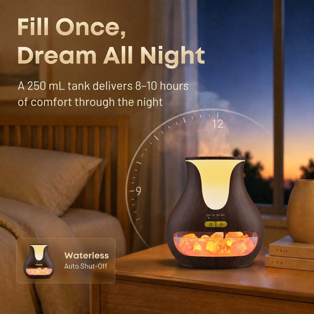 Essential Oil Diffuser, Flame Diffuser with Himalayan Salt