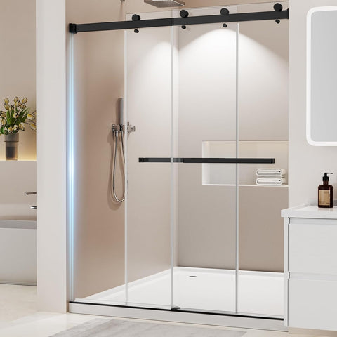 Frameless Stainless Steel Sliding Shower Door, 56-60" W x 72" H