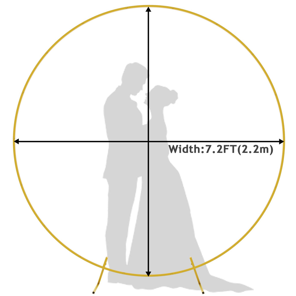 Round Backdrop Stand 7.2FT Gold Metal Circle Balloon Arch Frame