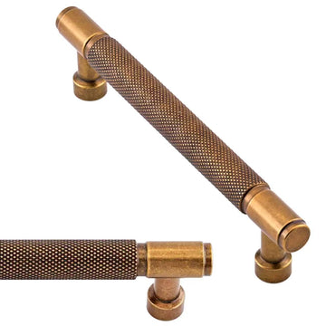 10 Pack Antique Brass Knurled Cabinet Pulls 5 Inch(128mm) Kitchen Cabinet Handles Cabinet Hardware Drawer Pulls