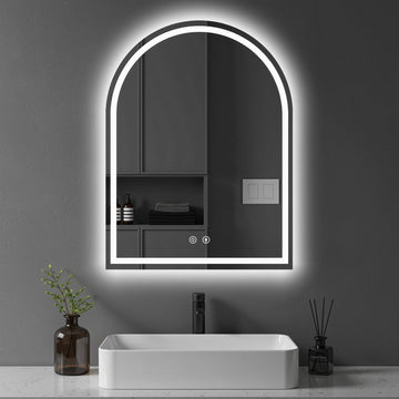 20"x28" LED Bathroom Mirror with Lights, Arched Vanity Mirror