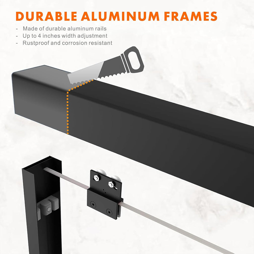 44''-48" W×72" H Black Shower Doors Glass Sliding 48 Inches, Semi Frameless Bathroom Sliding Glass Shower Door