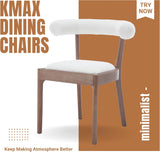 Kmax Dining Room Chairs Mid-Century Modern Sherpa Kitchen Chairs with Natural Walnut Finished Frame, Fur Curved Back