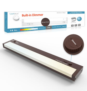 Under Cabinet Lights Plug in or Hardwired Built-in Dimmer, 16 Inch 8W, 5CCT 2700K-5000K, Linkable Undercounter