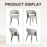 Modern Dining Chairs Set of 2, Faux Leather Upholstered Kitchen Chairs with Curved Back and Metal Legs