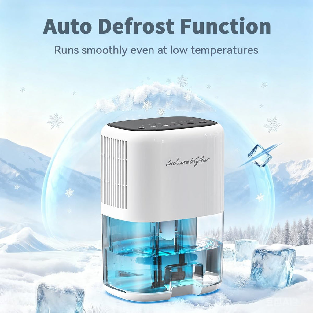 Small Dehumidifier for Home 44OZ Quiet with Auto Off & Defrost 5 Timers 3 modes 10 Color Lights 3 Brightness 260 Sq.ft