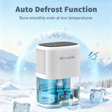 Small Dehumidifier for Home 44OZ Quiet with Auto Off & Defrost 5 Timers 3 modes 10 Color Lights 3 Brightness 260 Sq.ft