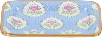 Decorative Trinket Tray, Jewelry Plate, Catchall Dish , Dresser, Nightstand, Entryway, Blue and Pink, Chinoiserie