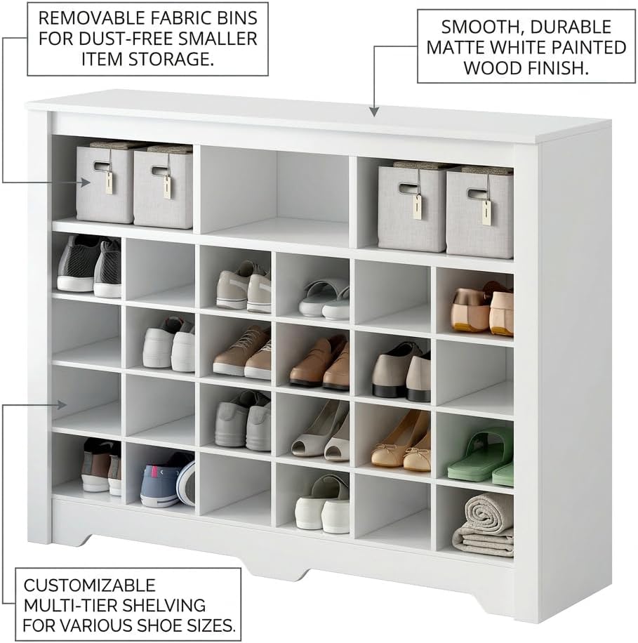 Modern Shoe Cabinet 5-Tier Shoe Organizer, Wood Shoe Rack , Closet, Durable MDF Vertical Storage Sh