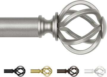 Antique Silver Curtain Rod, 7/8 Curtain Rods for Windows, Telescoping