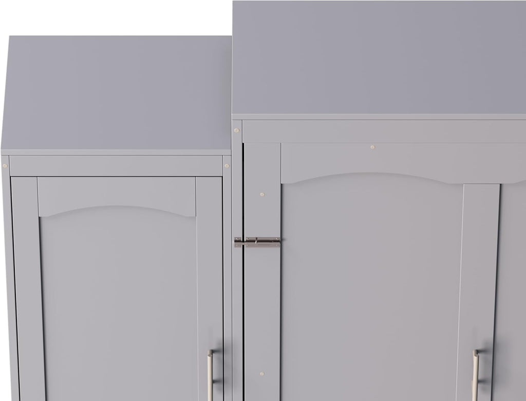 Full Vertical Murphy Bed with Wardrobe,Cabinet,and Storage Shelves,Wood Foldable Hidden Murphy Wall Bed for Adults
