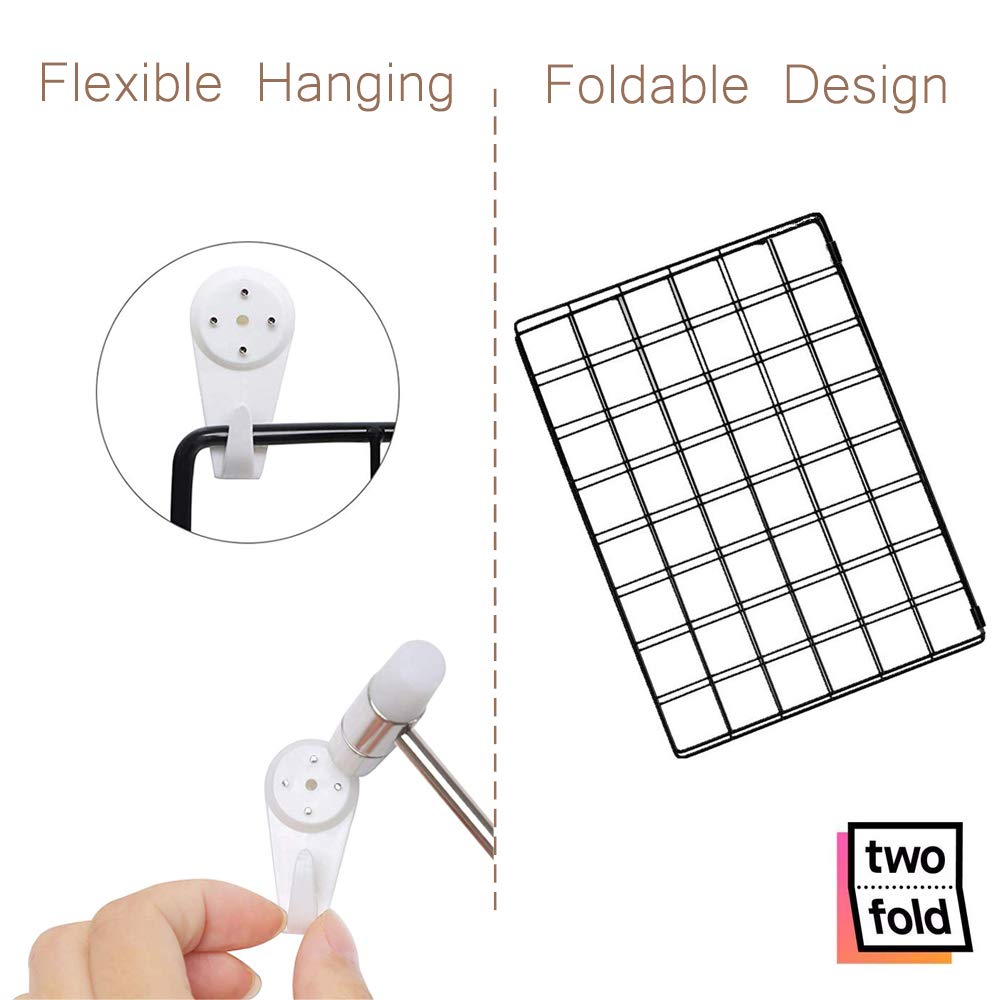 Wire Wall Grid Panel for Photo Display, DIY Iron Picture Frames Collage For Hanging Wall Decor, Foldable Multi