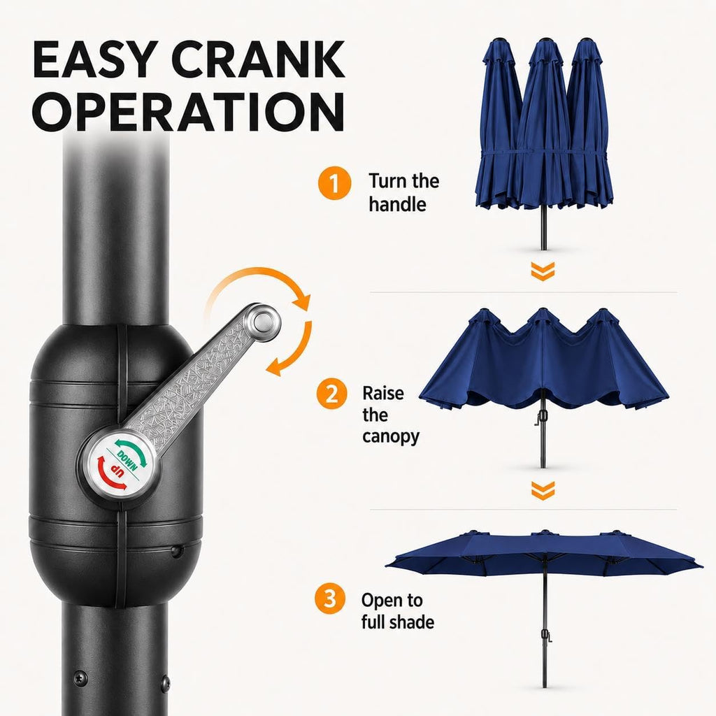 13 FT Triple-size Patio Umbrella w/Base Included - Market Extra-Large Double Sided Umbrella
