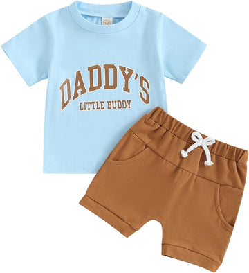 Baby Boy Clothes Toddler Fishing Tee Shirt Shorts Set