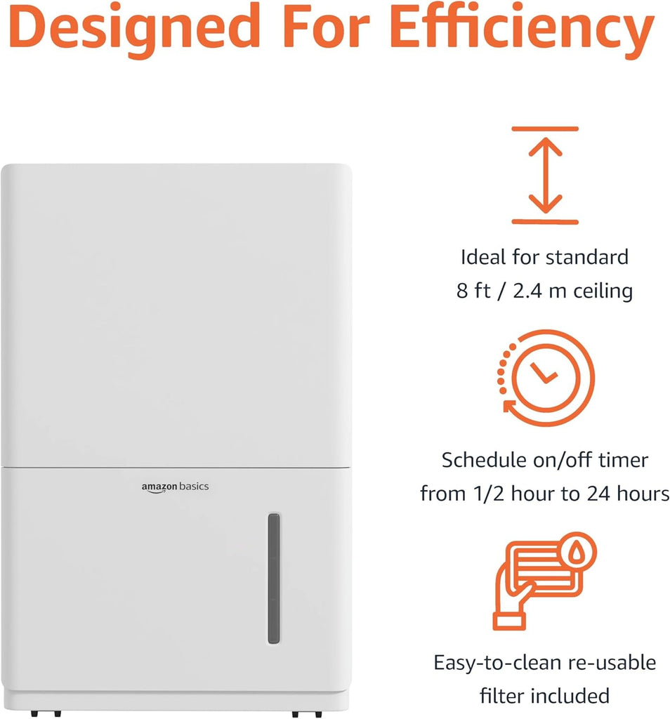 50-Pint Large Dehumidifier with Pump, Energy Star Certified, Humidity Control, Auto-Defrost, Timer