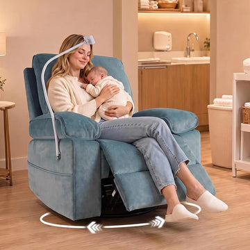 Swivel Rocker Recliner Chair, 360°Swivel Reclining Chair | Oversize, Cloud Comfort, Plush Upholstered Accent Chair
