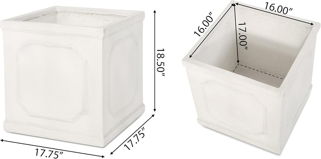 Burgos Outdoor Large Planter - Cast Stone - Antique White