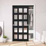 48" x 80" Sliding Closet Door, 5-Lite Frosted Glass Bypass Door with Hardware Kit & Matching Fascia,
