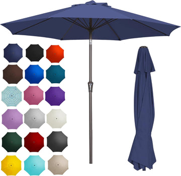 9FT Patio Outdoor Umbrella-UPF 50+ Sun Shade with Wind Vent, Push-Button Tilt & Smooth Crank Lift