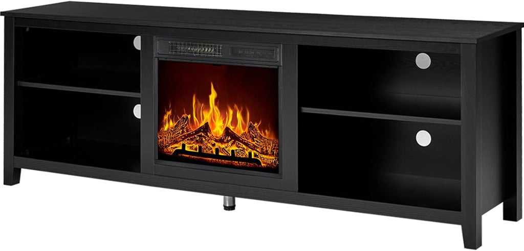 Fireplace TV Stand, Wood Texture Entertainment Center with 23'' Electric Fireplace, Farmhouse Entertainment Stand