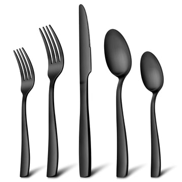 Matte Black Silverware Set for 4, 20 Pieces Stainless Steel Flatware Eating Utensils Set Kitchen Restaurant, Metal