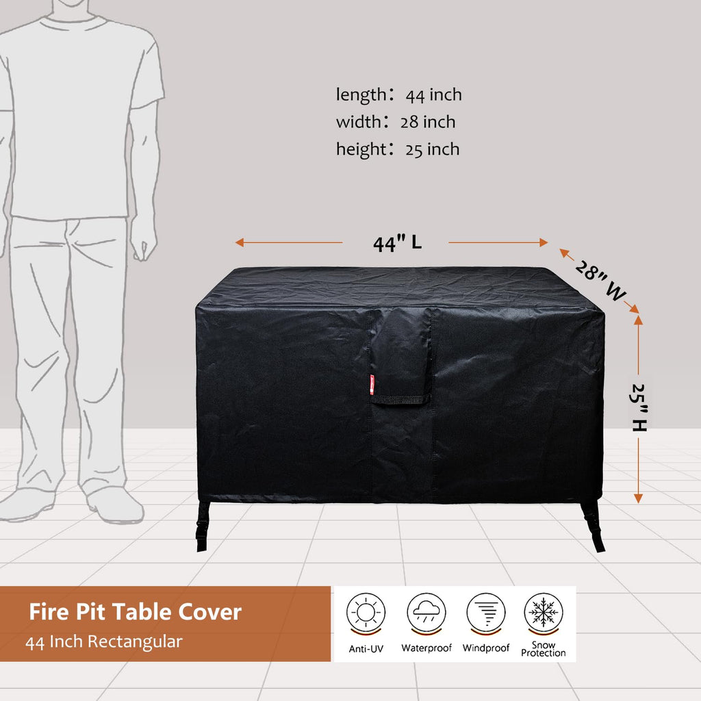 Rectangular Fire Pit Cover 44"L x 28"W x 25"H, Waterproof 600D