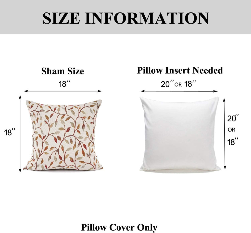 Classical Embroidery Jacquard Beige Leaf Pattern Square Decorative Throw Pillow Case Cushion Cover 18 x 18 inch