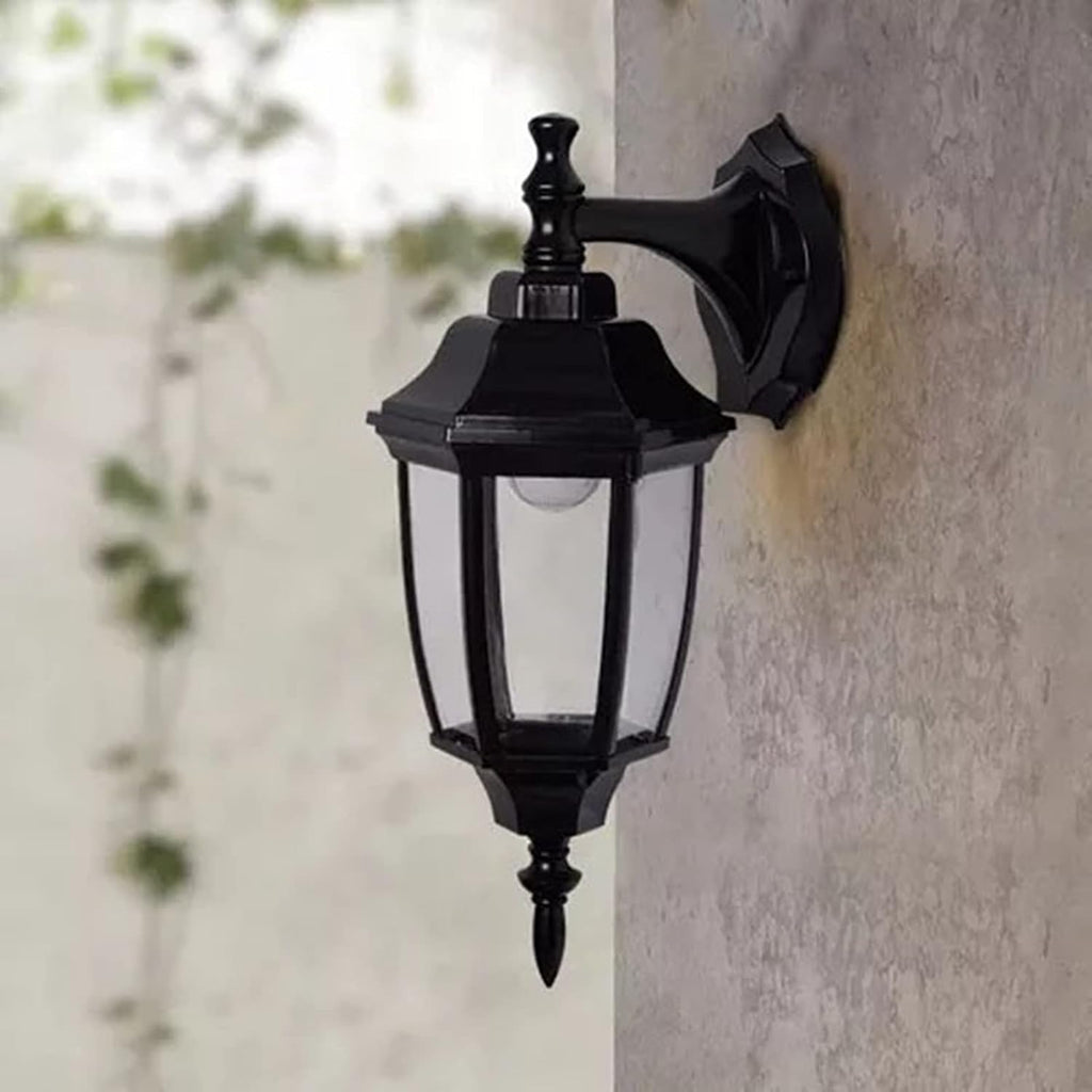 Outdoor Post Light, Vintage Hex Garden Wall Lamp Waterproof Outdoor Wall Light Corridor Courtyard Balcony Lamp for Pathway Garden Post Pole Mount - Black