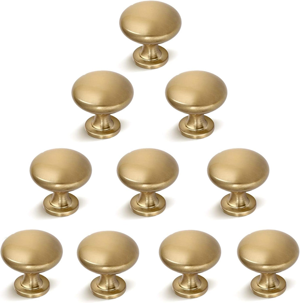 10 Pack Solid Drawer Knob Warm Gold Kitchen Cabinet Knob Champagne Bronze,Euro Style Dresser Knob Antique Brass