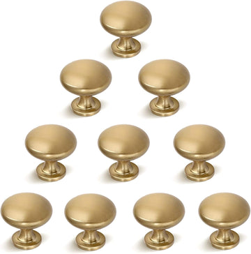 10 Pack Solid Drawer Knob Warm Gold Kitchen Cabinet Knob Champagne Bronze,Euro Style Dresser Knob Antique Brass