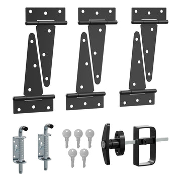 Shed Door Hardware Kit, Complete Set with T-Handle Lock, Barrel Bolts & Hinges.(sdhk)