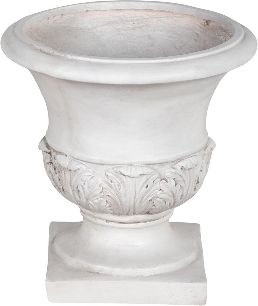 18.31" H Classical Acanthus Leaf Pedestal Urn Planter Weather-Resistant MGO Outdoor Flower Pot for Garden Patio and