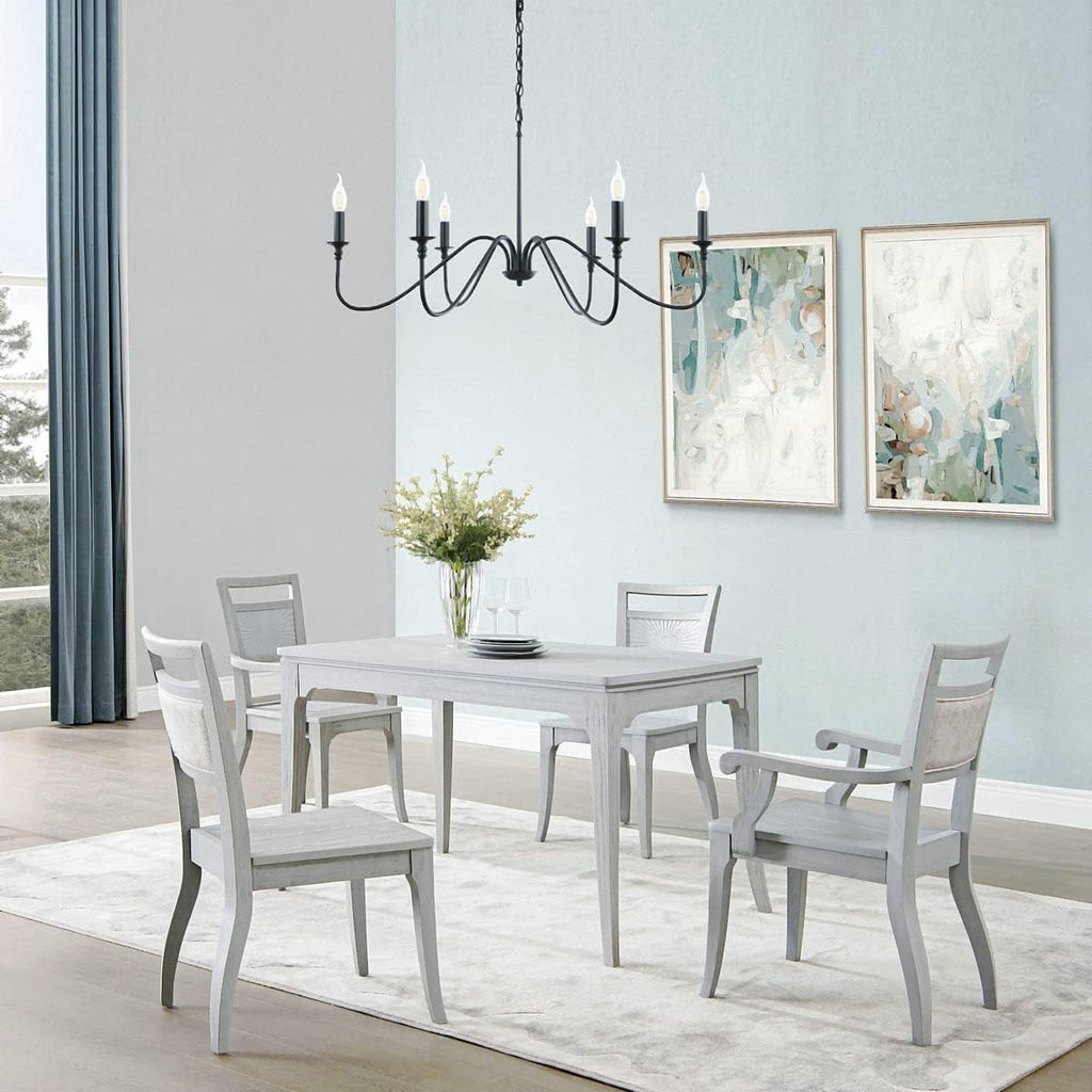 Black Chandelier,6-Light Rustic Industrial Iron Chandeliers for Dining Room Lighting Fixtures Hanging