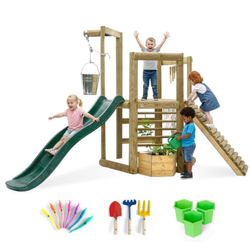 Discovery Wooden Outdoor Playset, Toddler Slide, Playground Sets For Backyards, Kids Yard Play Equipment with