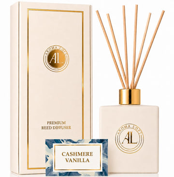 White Reed Diffusers Sticks in Oil Set with Cashmere Vanilla Scent | Long-Lasting Reed Diffusers, & Bedroom Decor