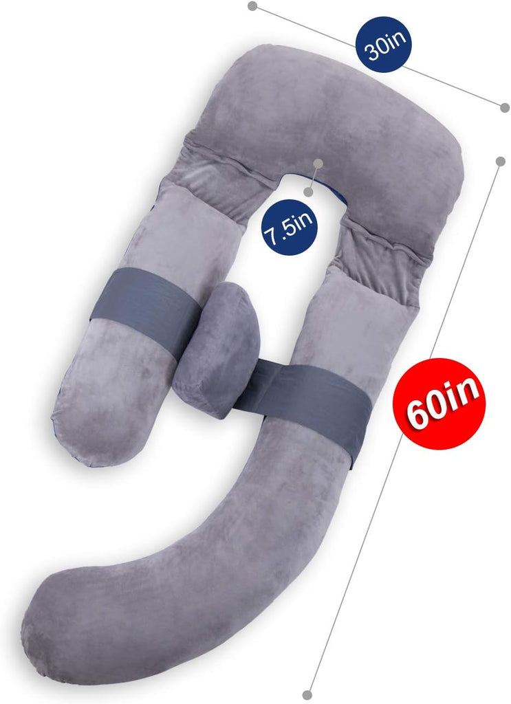 60in Full Body Pillow | Nursing, Maternity and Pregnancy Pillow | Extra Large U Shaped Sleeping Pillow with Removable