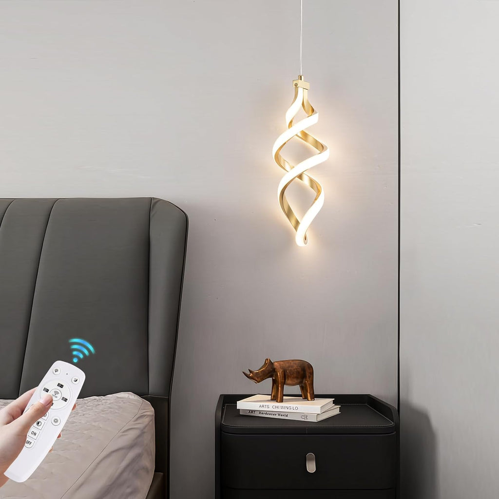 Modern Led Pendant Light Fixture, 15W Spiral Led Chandelier Hanging Lamp, 3000K-6000K, Dimmable Pendant Lamp