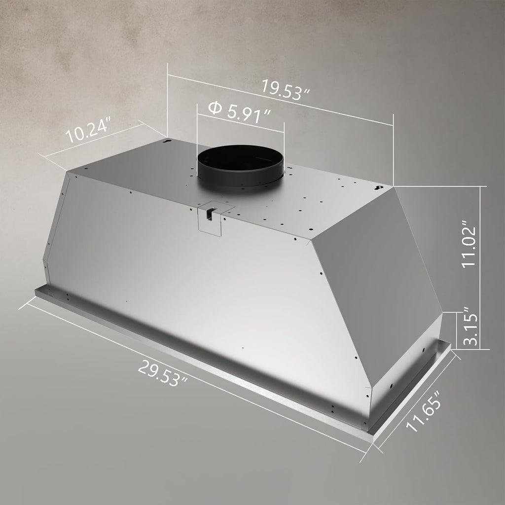 30 Inch Stainless Steel Wall Mount Range Hood 860 CFM 4 Speed Gesture & Touch Control, LED Light Panels Dishwasher-Safe Baffle Filters, Ductless