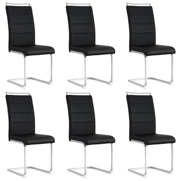 Modern Dining Chairs Set of 6, PU Faux Leather High Back Upholstered Dining Room Side Chairs with Horizontal Stripe