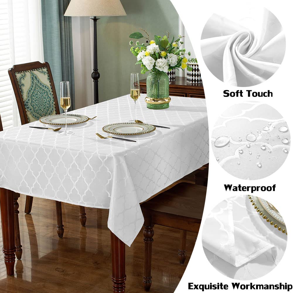 Jacquard Tablecloth Rectangle, White, 60" x 102"