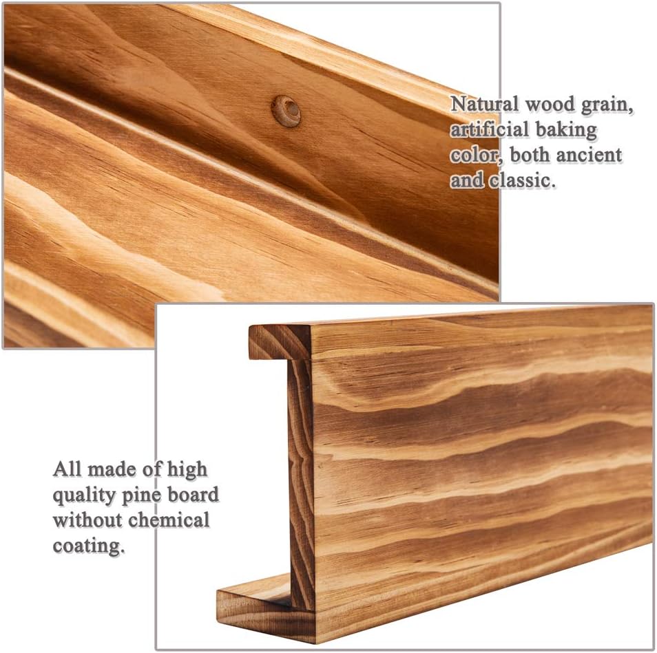 Rustic Wood Floating Shelves Books Long Wall Bookshelf Photo Picture Ledge Shelf with Lip Wall Shelf for Kids Bedroom