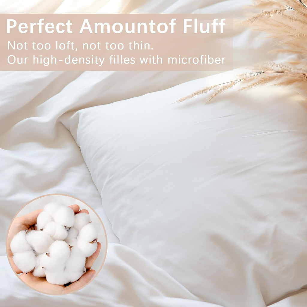 Throw Pillows Insert, White 12x20 in Pillow Inserts with 100% Cotton Cover,Bed and Couch Decorative Stuffer - Set of 2