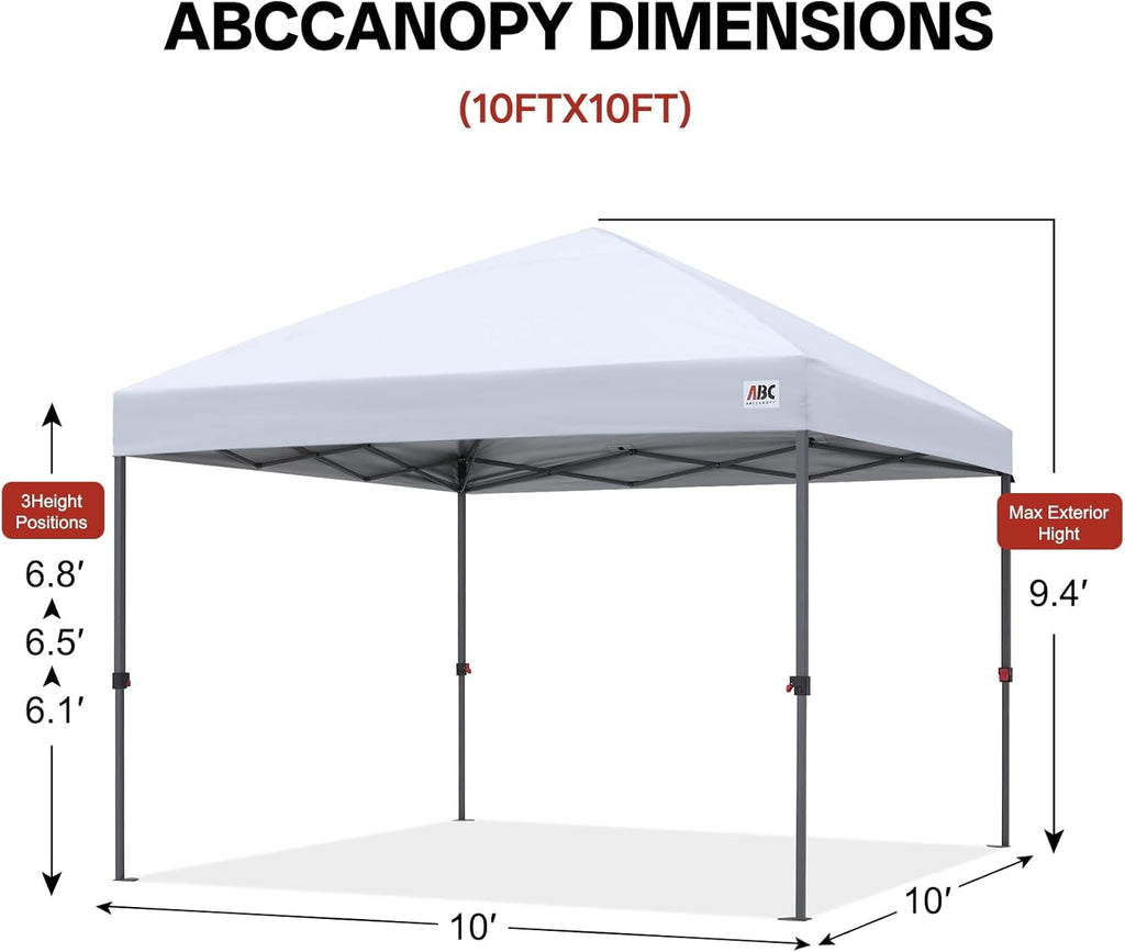 10x10 Pop Up Canopy Tent, Easy Setup Instant Shelter with Wheeled Bag, Heavy Duty Outdoor Canopy UV Protection