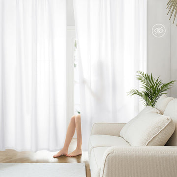 Non-See-Through White Privacy Sheer Curtains 52 X 84 Inches Long 2 Panels Sheer Curtains Light Filtering Window