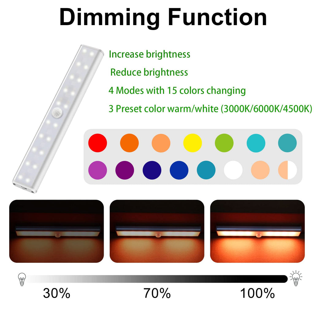 48 LED Under Cabinet Lighting Wireless, 15 Colors Changeable Rechargeable RGB Under Cabinet Lights Remote Control