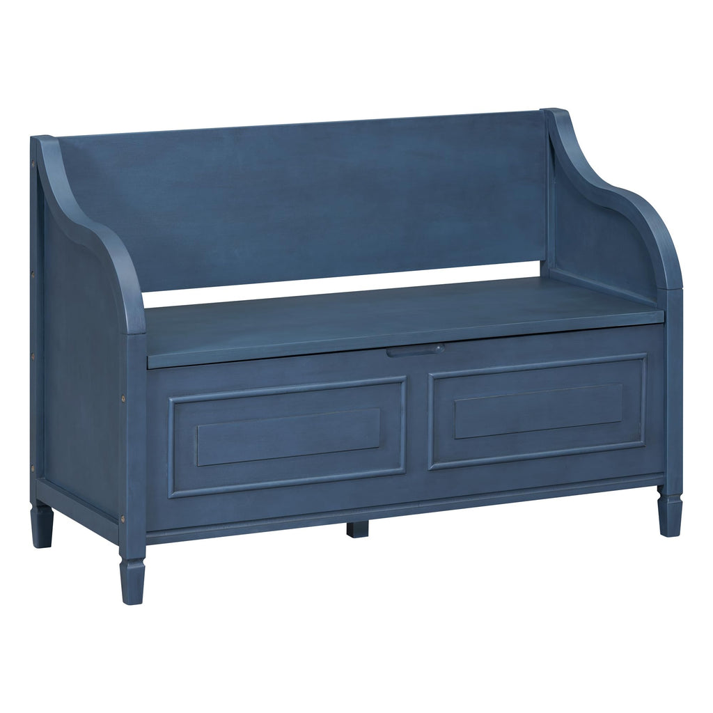 Rustic Entry Storage Bench with Hidden Compartments and Removable Cushion, Wooden Entryway Hallway Foyer Shoe Bench