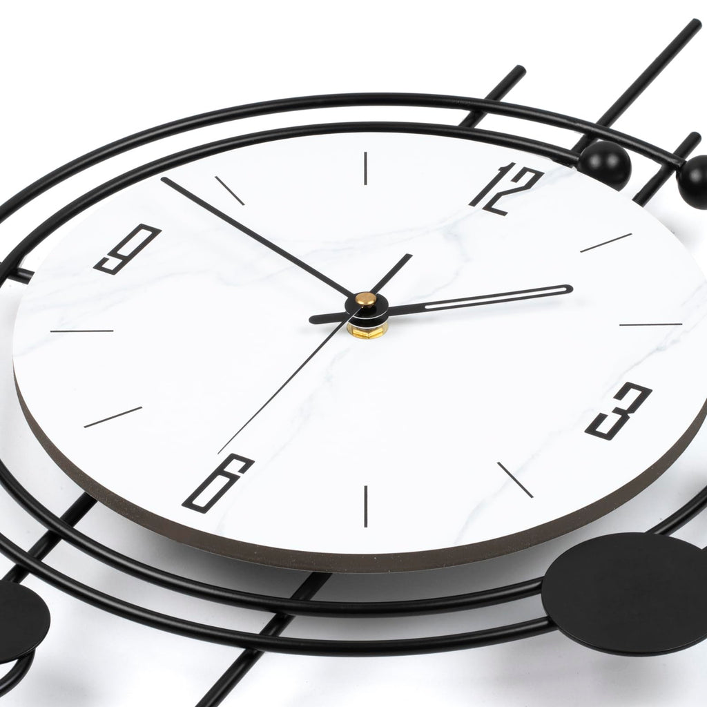 Modern Wall Clock Decor Large Decorative Metal Wall Clock with Pendulum 14 Inch Big Black Silent Unique Clock Battery